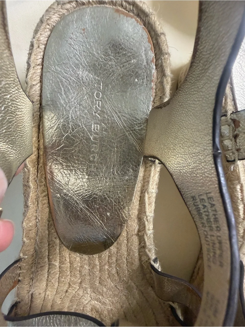 Tory Burch Metallic Gold Espadrille Wedge Sandals